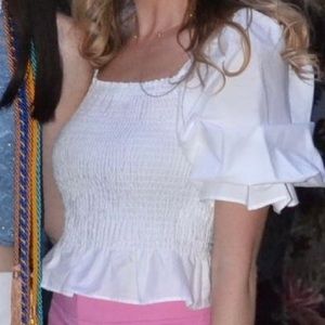 Zara stretch white poplin top